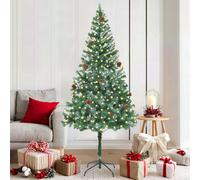 vidaXL Sapin de Noël artificiel pré-éclairé LED, pommes de pin – 180 cm Vert