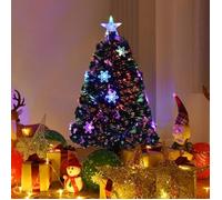 Sapin de Noël Artificiel - COSTWAY - 90 cm - LED - PVC - Décoration avec Socle Neige