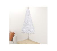 vidaXL Sapin de Noël artificiel d'angle Blanc 210 cm PVC