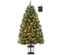Sapin de Noël artificiel de 145 cm avec 300 éclairages,8 modes, blanc chaud,avec pot lumineux vintage, décoration de Noël pour Noël