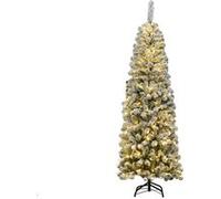 Sapin de Noël Artificiel de 180 cm avec Charnières Flocons de Neige LED 250 Lumières Aiguilles en PVC et Support Métallique G