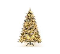 Sapin de Noël Artificiel de 215 cm Lumineux LED, Floqué avec 300 Lumières LED