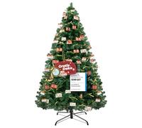 Sapin de Noël artificiel - Décoration de Noël - 195 cm - En PVC - Avec plus de 1000 branches épaisses - Avec nœuds décoratifs et cartes de vœux - Support en métal stable