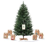 Sapin de Noël Artificiel DEWINNER 180 cm, FSC Certifié, Branches PE PVC Réglables, Support en Bois Stabilisé, Extra Dense et Réaliste, Montage Rapide, Décoration Noël, Sapin de Noël