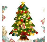 Sapin De Noël Artificiel en Feutre À Décorer Soi Même, Sapin De Noël en Feutrine, Arbre DeNoël en Feutre, SapinFeutrine DeNoël Bricolage avec Lumière LED Et 21 Ornements Détachables pour Enfant