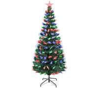 Sapin de Noël Artificiel en Fibre de Verre 180 cm Uten avec éclairage, Pointe en PVC, lumières LED 3 Couleurs, 8 Modes, Support en métal, décoration de Noël pour l'intérieur