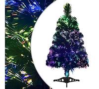 Sapin de Noël artificiel en fibre de verre - 64 cm - Vert - Changement de couleur - Éclairage LED - Économie d'énergie - Montage facile - Pour l'intérieur - Décoration festive