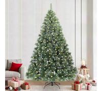 Sapin de Noël artificiel en PE/PVC - Vert - 240 cm - 300 LED blanc chaud - Alimenté par USB - Pour intérieur et extérieur - Support pliable