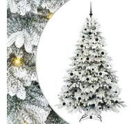 Sapin de Noël artificiel en polyéthylène et PVC avec 300 LED blanc chaud pré-éclairé, avec support, pour intérieur et extérieur, décoration de Noël festive - 210 cm - Vert