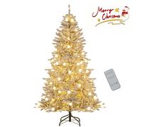 Sapin de Noël Artificiel Enneigé 180 cm COSTWAY--Télécommande et Minuteur-51 Boules Lumineuses-250 LED Blanc Chaud-637 Branches