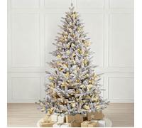 Sapin de Noël Artificiel Enneigé avec Éclairage LED Blanc Chaud - 210 cm, 1898 Branches (789 PE + 1009 PVC) et 500 LEDs