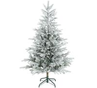 Sapin de Noël artificiel enneigé H.150cm 828 branches épicéa grand réalisme support métal pliable vert