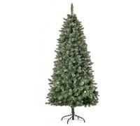 HOMCOM Arbre de Noël artificiel sapin de Noël artificiel branches enneigées Ø 86 x 180H cm avec 50 pommes de pin et 718 branches vert