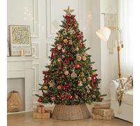 Sapin de Noël artificiel, épicéa pré-décoré avec pointes en PVC, charnière avec support en métal, installation facile pour décoration d'intérieur, 150 cm