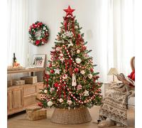 Sapin de Noël artificiel, épicéa pré-décoré avec pointes en PVC, charnière avec support en métal, installation facile pour décoration d'intérieur, 150 cm