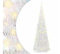 vidaXL Sapin de Noël Artificiel escamotable 150 LED, Arbre de Noël avec Lumières, Décoration de Fête Vacance Maison Intérieur Extérieur, 180 cm