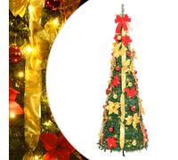 Sapin de Noël Artificiel Escamotable 50 LED Arbre Décoration Fête Vert vidaXL