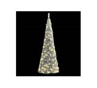 Sapin de Noël artificiel escamotable neige floquée 50 LED 120cm