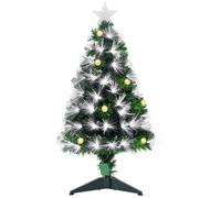 Sapin de Noël artificiel fibre optique LED 14 ampoules étoile H90 cm Vert