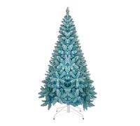 Sapin de Noël Artificiel floqué Bleu de 2,1 m avec Support en métal Pliable 1084 Branches articulées pour décoration de Maison