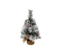 Sapin de Noël artificiel floqué Minnesota - H. 50 cm - Blanc et vert