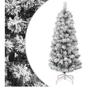 Sapin de Noël artificiel floqué - vidaXL - 150 cm - Blanc - Construction à charnières - Support en fer - Neige floquée