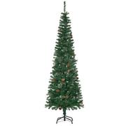 HomCom Sapin de Noël artificiel 195 cm, 556 branches, 27 pommes de pin, pied pliable, vert