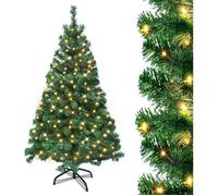 Sapin de Noël artificiel - HENGMEI - 120 cm - Éclairage LED - PVC de haute qualité - Gain de place