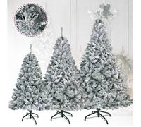 Sapin de Noël artificiel - HENGMEI - Lena - 210 cm - Support en métal - 950 pointes - Flocons de neige