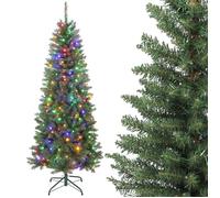 Sapin de Noël artificiel - HOMCOM - 180 cm - 250 lumières, 899 pointes, support en métal pliable - plastique - vert