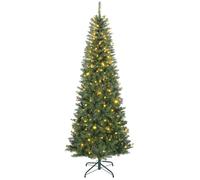 Sapin de Noël artificiel - HOMCOM - 210 cm - 350 lumières, 1273 pointes, support en métal pliable - plastique - vert