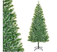 HOMCOM Sapin de Noël sapin artificiel branches enneigées Ø 100 x 210H cm 968 branches en PET vert Aosom France