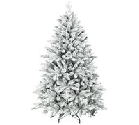 Sapin de Noël artificiel - HOMCOM - floqué de neige - 768 branche, support en métal pliable - plastique ignifuge - 150H cm - vert