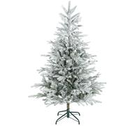 Sapin de Noël artificiel - HOMCOM - floqué de neige - 828 branche, support en métal pliable - plastique ignifuge - 150H cm - vert