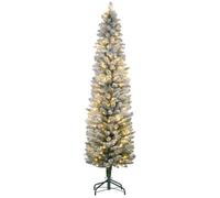 Sapin de Noël artificiel - HOMCOM - hauteur 180 cm - éclairage LED blanc chaud - 329 branches enneigées, vert