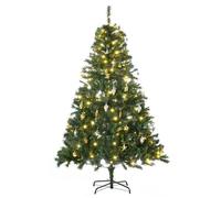 Sapin de Noël artificiel - HOMCOM - lumineux 200 LED blanc chaud - boules décoratives - 745 branches - Ø 112 x 180 cm - vert