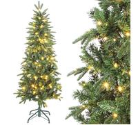 Sapin de Noël artificiel - HOMCOM - slim - 150 lumières 8 modes d'éclairage 431 branches - plastique ignifuge - 150H cm - vert