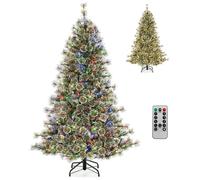 Sapin de Noël Artificiel LED 180 cm COSTWAY-Connecteur d'Alimentation-350 Lumières à 9 Modes d'éclairage,Fonction Mémoire-Minuterie