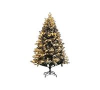 HomCom Sapin de Noël artificiel 180 cm – 200 LEDs blanc chaud, 793 branches, floqué enneigé, vert