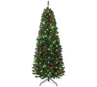 HOMCOM Sapin de Noël Artificiel 180 cm avec lumières LED synchronisées colorées et télécommande, Arbre de Noël à 12 Modes, minuterie, 899 Pointes de Branche articulée, Support en métal Pliable, Vert