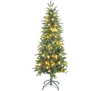 Sapin de Noël artificiel LED x 150 blanc chaud 8 modes H.150 cm 431 branches support vert
