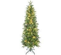 Sapin de Noël artificiel LED x 200 blanc chaud 8 modes H.180 cm 605 branches support vert