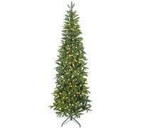 Sapin de Noël artificiel LED x 300 blanc chaud 8 modes H.210 cm 826 branches support vert