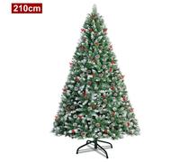 Sapin de Noël Artificiel - LILIIN - 2,1 m - Blanc Enneigé - PVC - Support Métal Durable