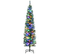 Sapin de Noël artificiel lumineux 180 cm - HOMCOM - avec 150 lumières multicolores, 390 branches - base en acier - vert