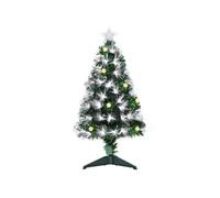 Sapin de Noël artificiel lumineux fibre optique LED + 14 ampoules + support pied Ø 48 x 90H cm 90 branches étoile sommet brillante vert
