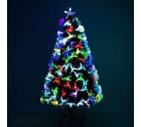 HOMCOM Sapin de Noël Artificiel Arbre de Noël Lumineux 120cm en Fibre Optique Deco Noël lumière à Variation de Couleurs 130 LED Vert
