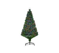 HOMCOM Sapin de Noël Artificiel Lumineux 150H cm Fibre Optique Multicolore + Support Pied 180 Branches étoile Sommet Brillante Vert