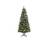 HOMCOM Sapin de Noël Artificiel Lumineux 180 cm 703 Branches 250 LED avec 30 Pommes de pin - Support Pied Pliable Ø 80 Vert
