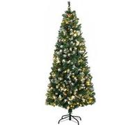 HOMCOM Sapin de Noël artificiel lumineux 703 branches 250 LED 30 pommes de pin support pied pliable hauteur 180 cm Ø 80 vert